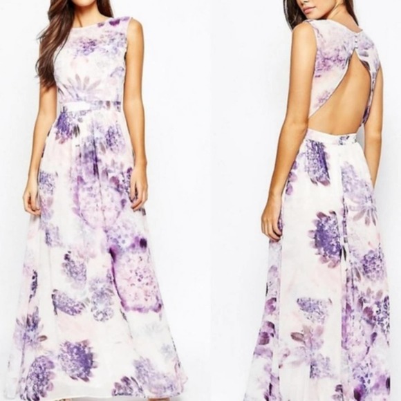 True Violet ASOS Dress Watercolor Flowers - Picture 1 of 8